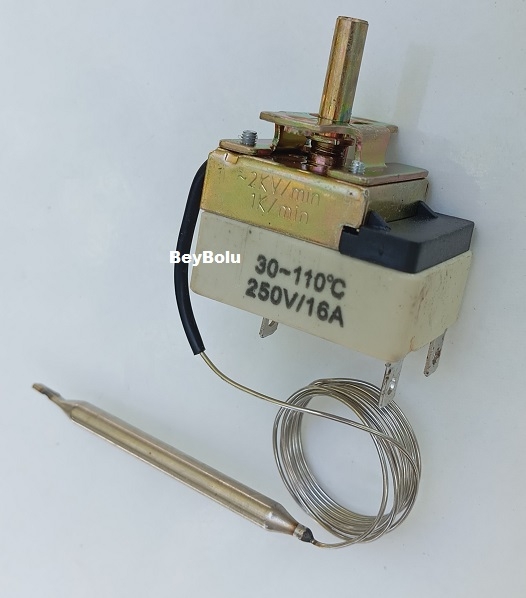 https://www.fullyedekparca.com/16 Amper Termostat 30 - 110 Derece Mekanik  ısı Ayar Otomatik