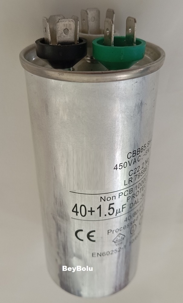 https://www.fullyedekparca.com/40+1,5 uF Kondansatör , 40+1,5 mF 450 V AC  Klima Kapasitör