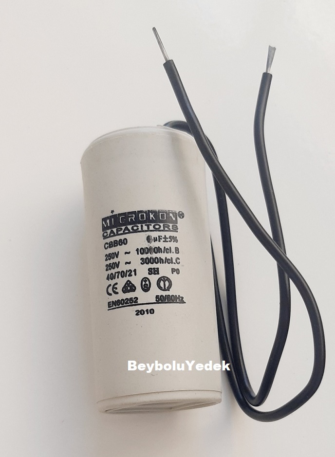 https://www.fullyedekparca.com/6 MF Kondansatör Kablolu , 6 mf 250 Volt AC  Motor Kapasitör