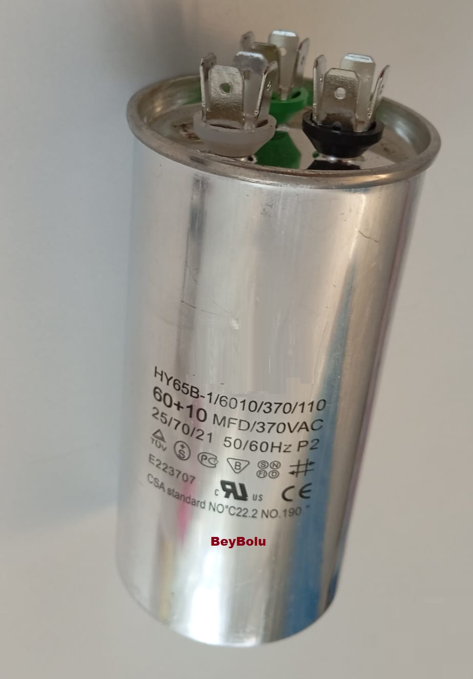 https://www.fullyedekparca.com/60+10 uF , MF Klima Kondansatör , 370 VAC  Kapasitör Motor Kondansatörü