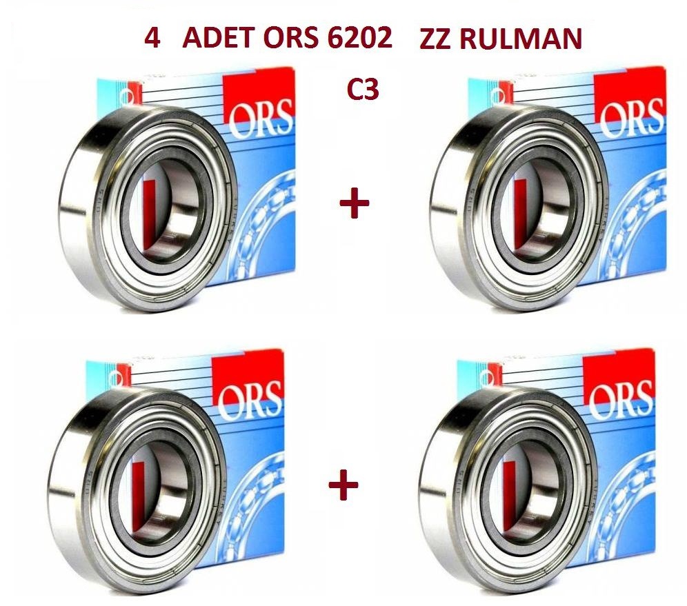 6202 ORS C3 ZZ RULMAN , 6202 ZZ ÇİFT SAC KAPAKLI RULMAN 4 ADET