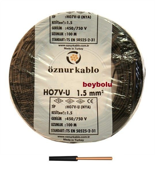 1,5 MM SİYAH ÖZNUR KABLO TSE Lİ , 1,5 NYA ÖZNUR KABLO 100 METRE
