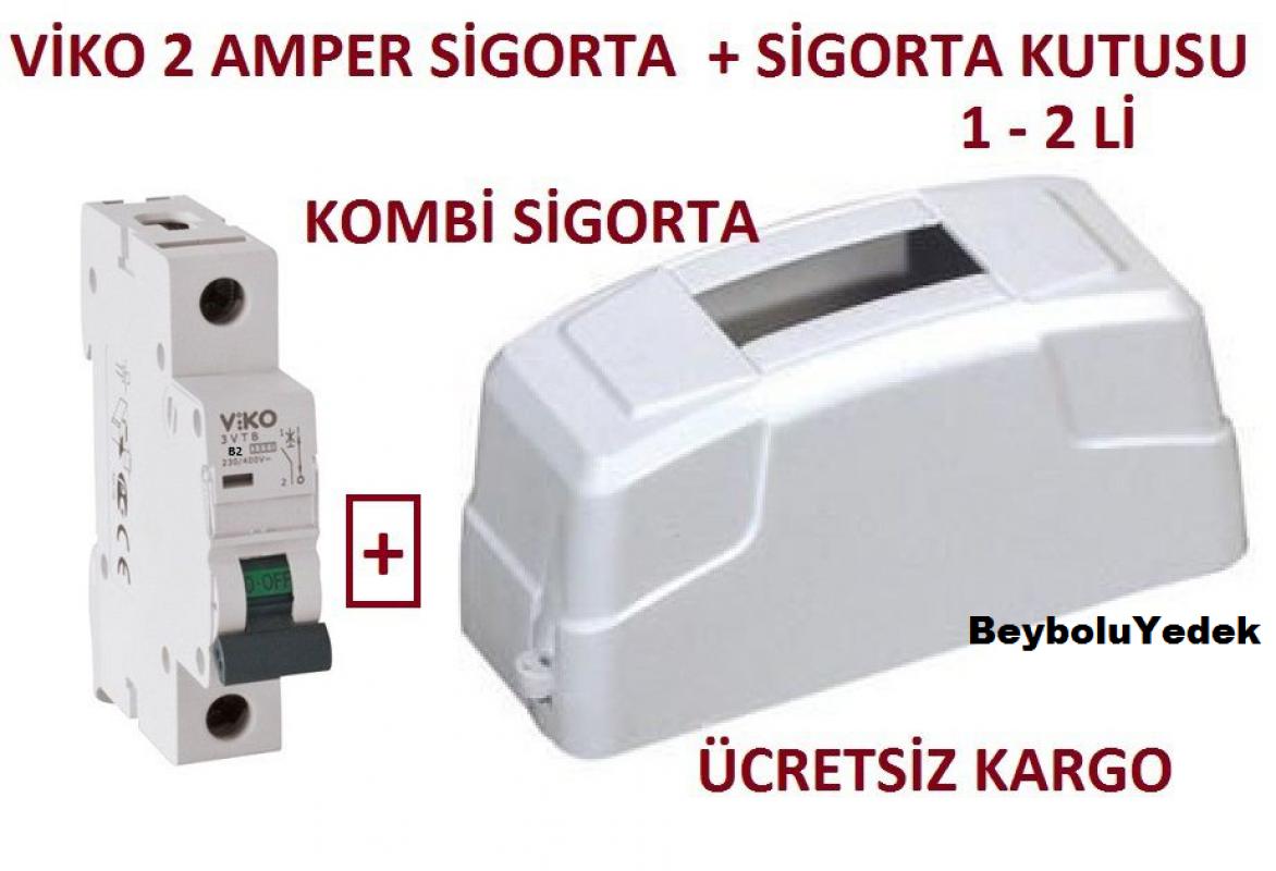 Kombi Sigortası Viko 2 Amper Sigorta + Sigorta Kutusu 1 - 2 , Li