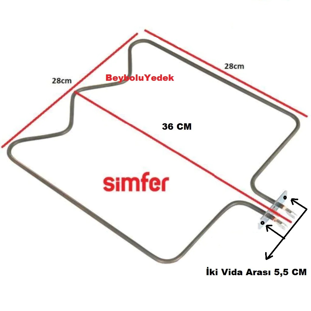Simfer Fırın M Tipi Rezistans , Simfer Rezistans 1200 Watt