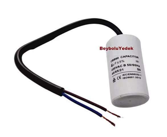 4 MF Kondansatör , Motor Kondansatörü , Kablolu Kapasitör 4 Mf 450 VAC 50-60 HZ