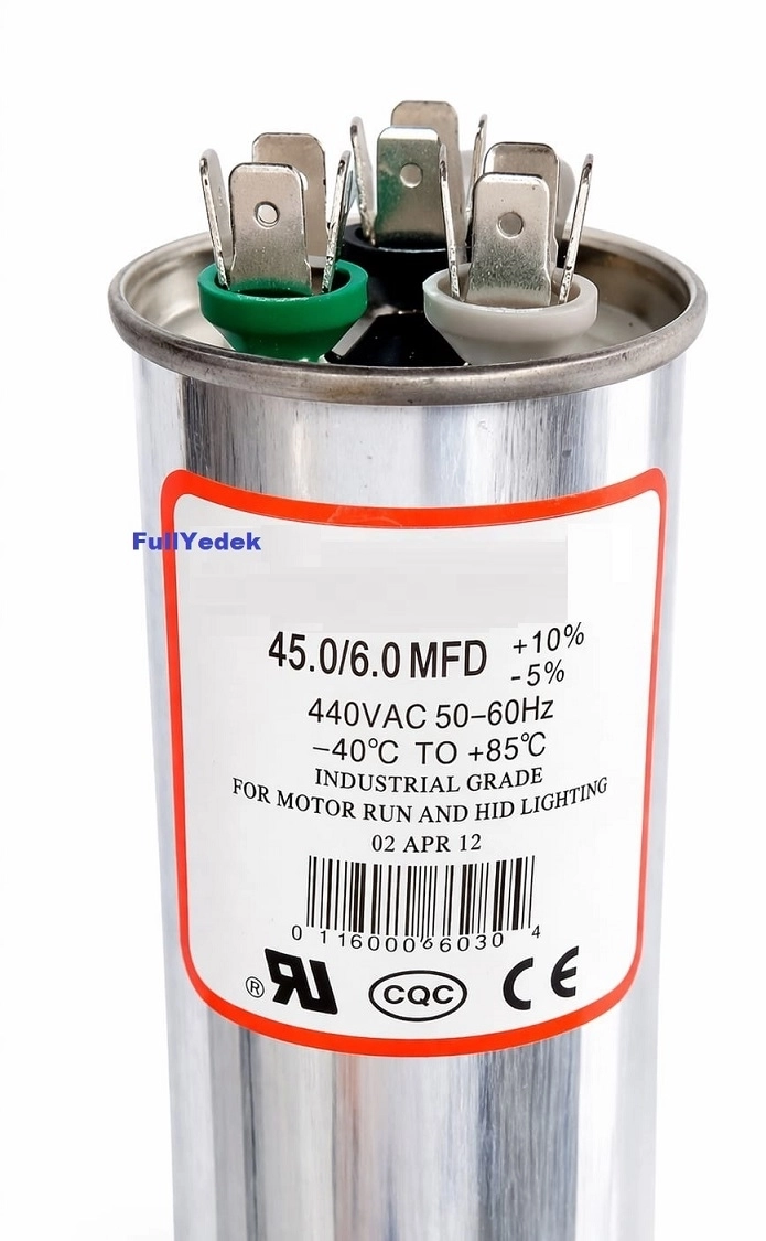 45+6 uF Klima Motor Kondansatör , Klima Kondansatörü 45+6 MF 450 VAC Kapasitör