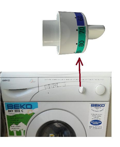 Beko 2312 C Termostat Düğme  , Çamaşır Makinesi Kapak Açma ve Isı Ayar Düğmesi