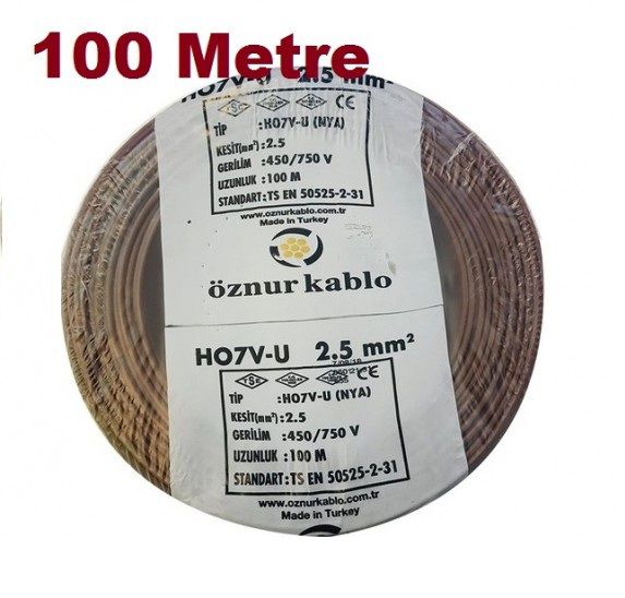 2,5 MM NYA ÖZNUR KAHVE RENK , 2,5 MM NYA KABLO TSE Lİ ÖZNUR KABLO 100 MT 100 DE 100 TAM BAKIR