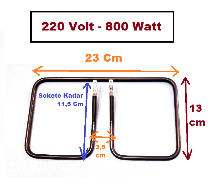 Tost Makinesi Rezistans 23 cm x 13 cm 800 Watt  220 V