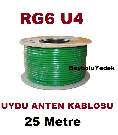 YEŞİL UYDU ANTEN KABLOSU 25 METRE RG6 U4 TV KABLO
