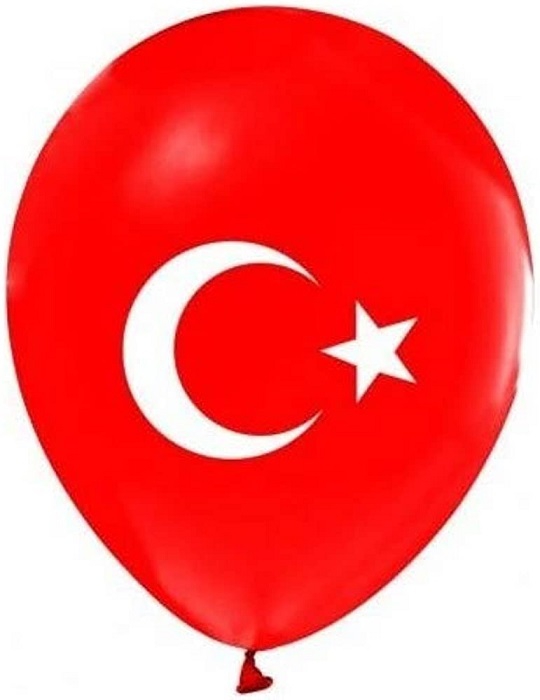  Türk Bayraklı 12 iNÇ Balon 50 Adet Ay Yıldız  Boy 30 CM  Tören Kutlama Parti Balon