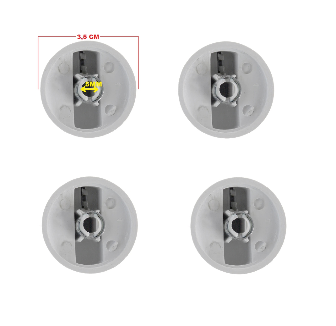 Bosch Uyumlu Beyaz Ocak Düğme Takımı Set Üstü Ocak Düğme 4 Lü