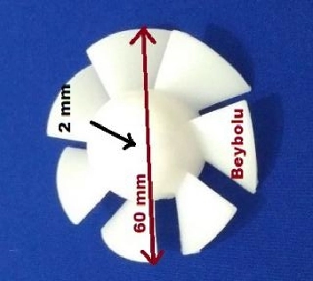 7 Kanat Pervane Saç Kurutma Pervanesi Çap 60 MM Mil Yuvası 2 MM