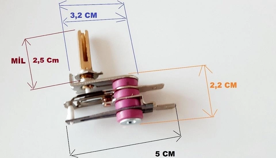 Semaver , Çay Makinesi Termostat , Mil Uzunluğu 2,5 cm 10 Amper