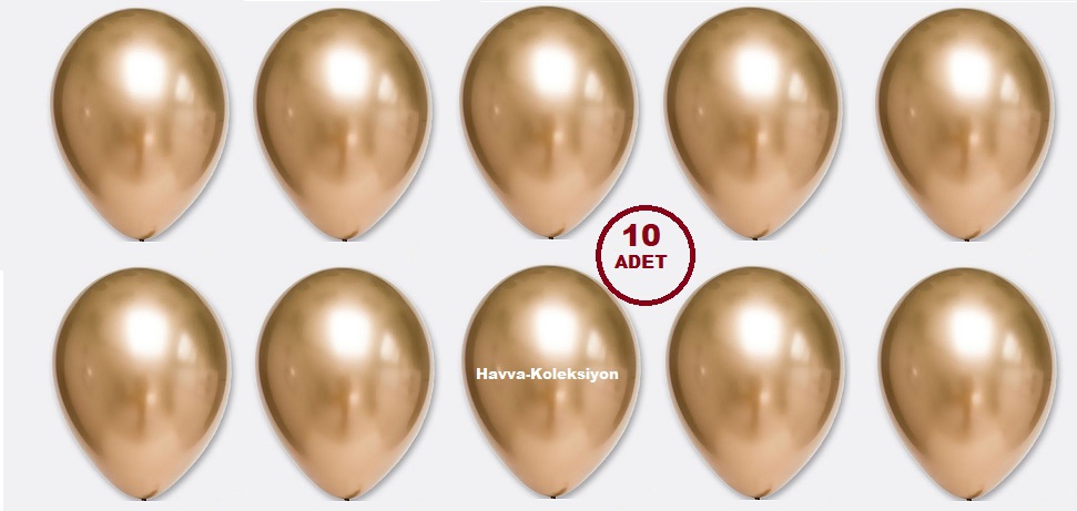 9 iNÇ Gold Krom Balon Altın Renk 10 Adet Orta Boy 25 CM Parti Süs Kutlama