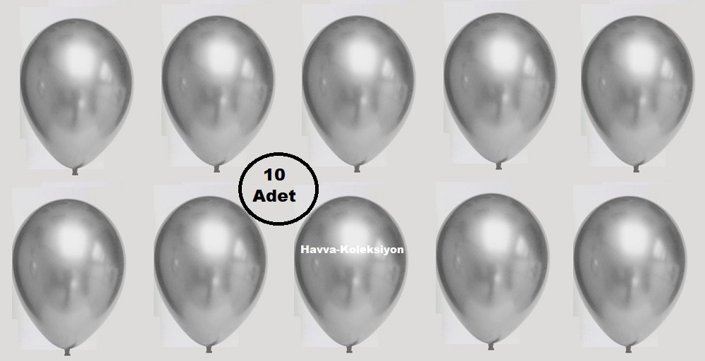 Gümüş Krom Balon 12 iNÇ  Çelik Renk 10 Adet ,Boy 30 CM  Parti Süs Kutlama Balon