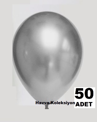 Gümüş Krom Balon 50 Adet Çelik Renk Orta Boy 25 CM Parti Süs Kutlama 9 İNÇ