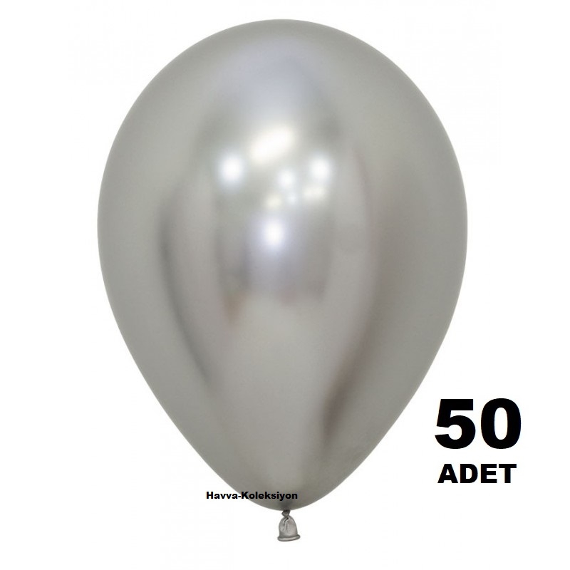 50 Adet Krom Balon Gümüş Çelik Renk 12 iNÇ Boy 30 CM  Parti Süs Kutlama Balon