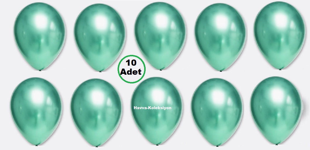 Yeşil Renk Krom Balon 12 iNÇ, 10 Adet Standart Boy 30 CM Parti Süs Kutlama Balon