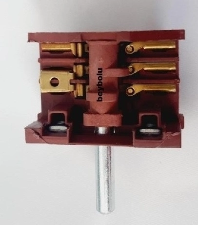 Ukinox Ankastre Fırın Şalter 3+3 Kademe Anahtarı 3 Konum Komütatör Şalteri Metal Uç