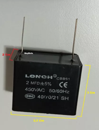 2 MFD 450 VAC Fan Kondansatör , 2 uF , 2 mf 450 Volt AC Kapasitörü