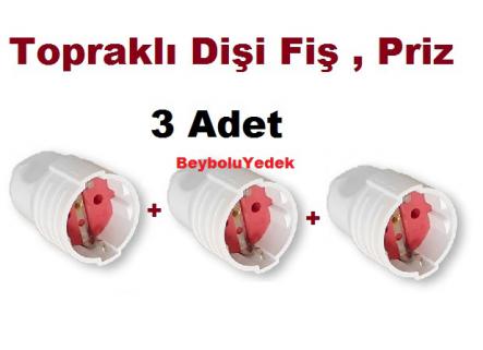 3 Adet Dişi Topraklı Fiş Orel Marka , Dişi Fiş