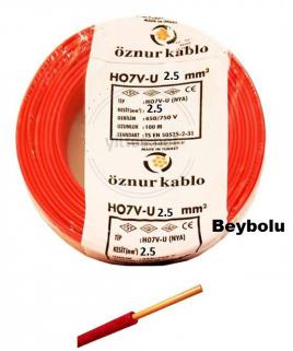 ÖZNUR 2,5 MM NYA KIRMIZI KABLO TSE Lİ ÖZNUR KABLO 100 MT TAM