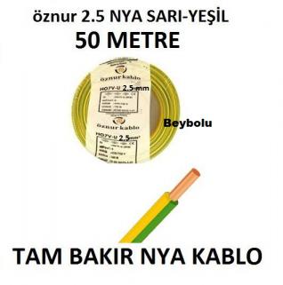 SARI YEŞİL RENK - ÖZNUR 2,5 MM NYA KABLO TSE Lİ ÖZNUR KABLO 50 MT