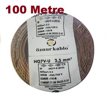 2,5 MM NYA KABLO TSE Lİ ÖZNUR KABLO 100 MT 100 DE 100 TAM BAKIR