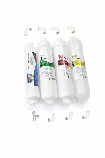Osmosis Su Arıtma 4 lü Filitre Seti , 1. aşama ,2 Aşama , 3. Aşama , Tatlandırıcı Quick inline Filitre Seti