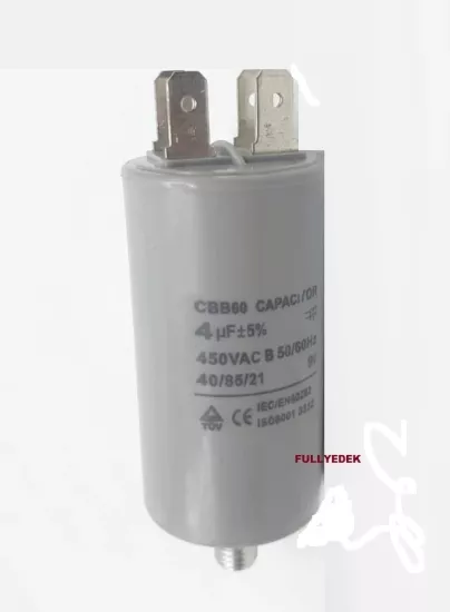 4 Mf KONDANSATÖR Civatalı Tip , Soketli Motor Kapasitörü 450 VAC
