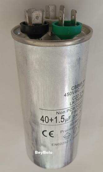 https://www.fullyedekparca.com/40+1,5 uF Kondansatör , 40+1,5 mF 450 V AC  Klima Kapasitör