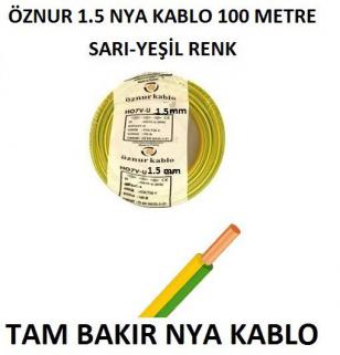 TOPRAKLAMA 1,5 MM NYA KABLO TSE Lİ ÖZNUR KABLO 100 MT 100 DE 100 BAKIR 100 METRE