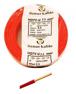 ÖZNUR 2,5 MM NYA KIRMIZI KABLO TSE Lİ ÖZNUR KABLO 100 MT 100 DE 100 TAM BAKIR