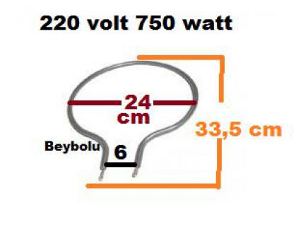 24 cm Davul Fırın Rezistans , 750 WATT REZİSTANSI ÇAP 24 CM AMPUL TİP KALIN REZİSTANS