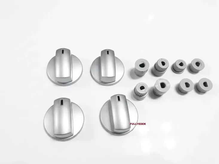 Bosch Ocak Uyumlu GRİ Düğme 4 lü , Ocak  Düğmesi GRİ Renk Uç Adaptörlü