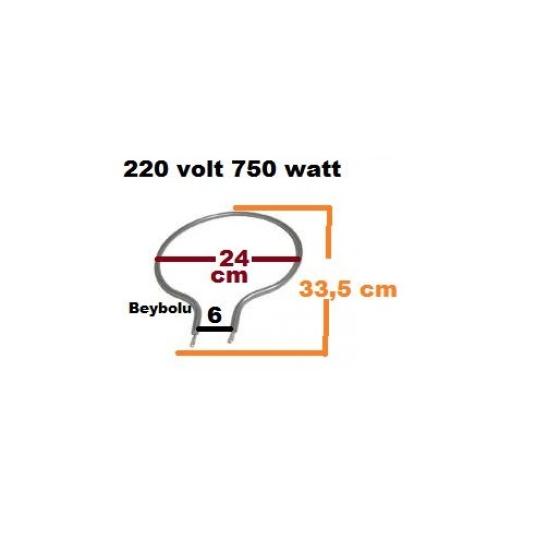 24 cm Davul Fırın Rezistans , 750 WATT REZİSTANSI ÇAP 24 CM AMPUL TİP KALIN REZİSTANS