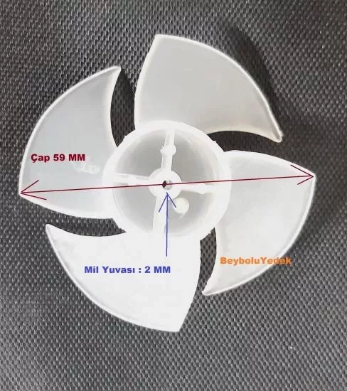 4 KANAT ARZUM SAÇ KURUTMA MAKİNESİ PERVANE , ÇAP 59 MM , MİL 2 milim