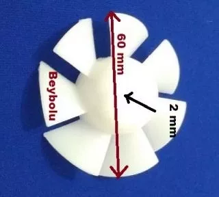 7 KANAT TEFAL SAÇ KURUTMA MAKİNESİ PERVANE ÇAP 60 MM , MİL YUVASI