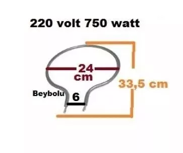 24 cm Davul Fırın Rezistans , 750 WATT REZİSTANSI ÇAP 24 CM AMPUL TİP KALIN REZİSTANS