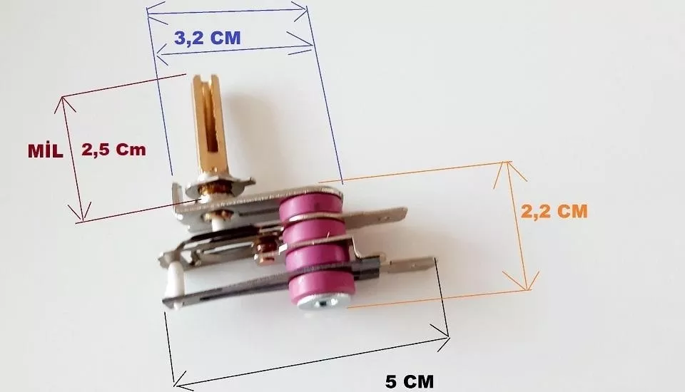 Semaver , Çay Makinesi Termostat , Mil Uzunluğu 2,5 cm 10 Amper