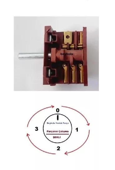 King K 454 Şalter , Cookmaster Mini Fırın 0+3 Konum Komütatör Şalteri 3+3