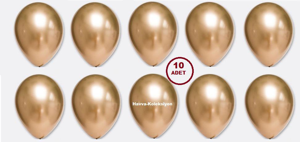 Gold Krom Balon Altın Renk 10 Adet Standart Boy 30 CM