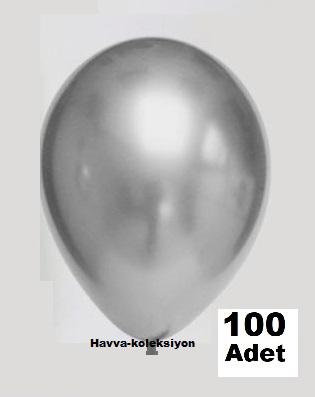 https://www.fullyedekparca.com/100 Adet Gümüş Krom Balon Çelik Renk Orta Boy 25 CM Parti Süs Kutlama 9 İNÇ