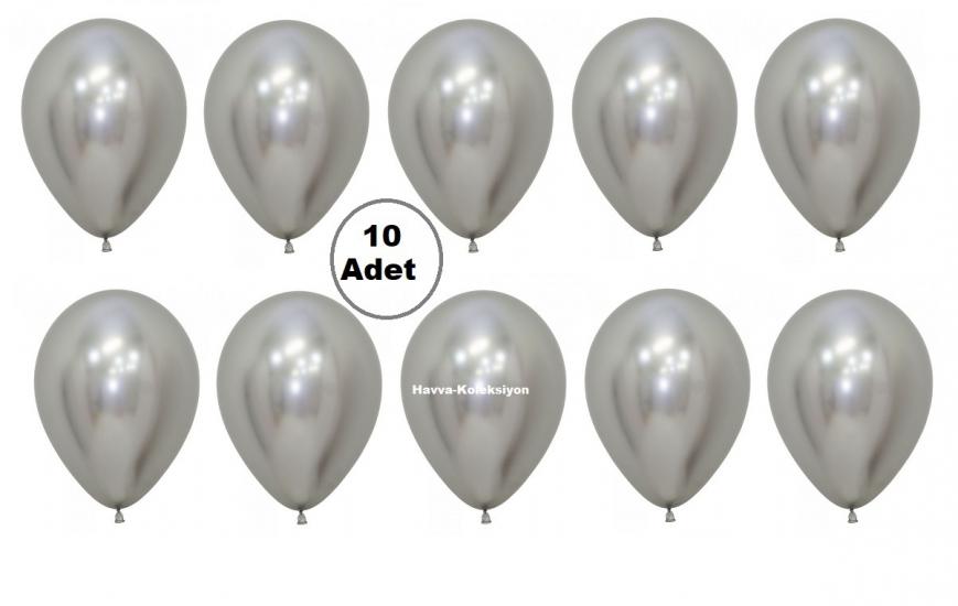9 iNÇ Gümüş Krom Balon Çelik Gri Renk Orta Boy 25 CM
