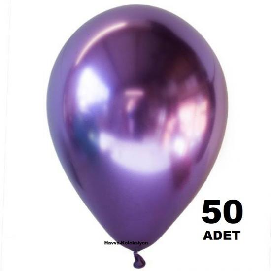 Krom Mor Renk Balon  50 Adet