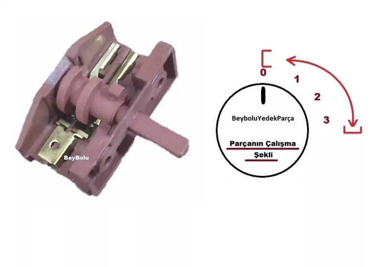 6135 Kumtel Fırın Uyumlu Şalter , KF-6135 Komutatör Anahtarı , 3 Konum + Off (0)