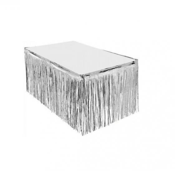 Masa Gümüş Metalize Etek 3 Metre x 60 cm Işıltılı süs