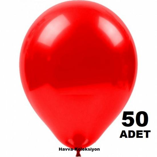 Standart Boy Kırmızı Pastel Balon 50 Adet