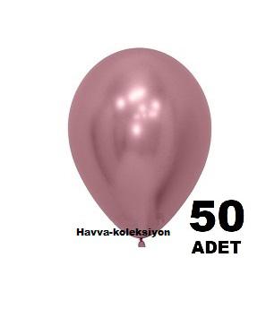 50 Adet Şeker Pembe Renk Krom Balon